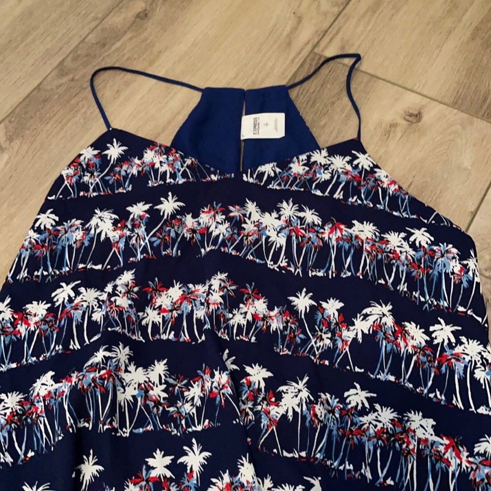Palm tree/royal blue tank. Reversible